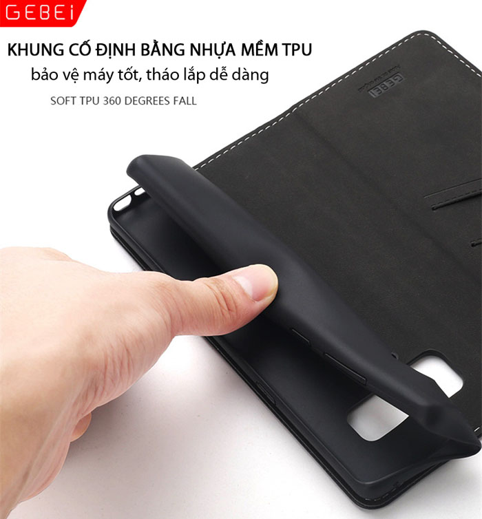 Bao da Galaxy Note 8 Gebei Wallet Leather Hanmade sang trọng, bền đẹp 1